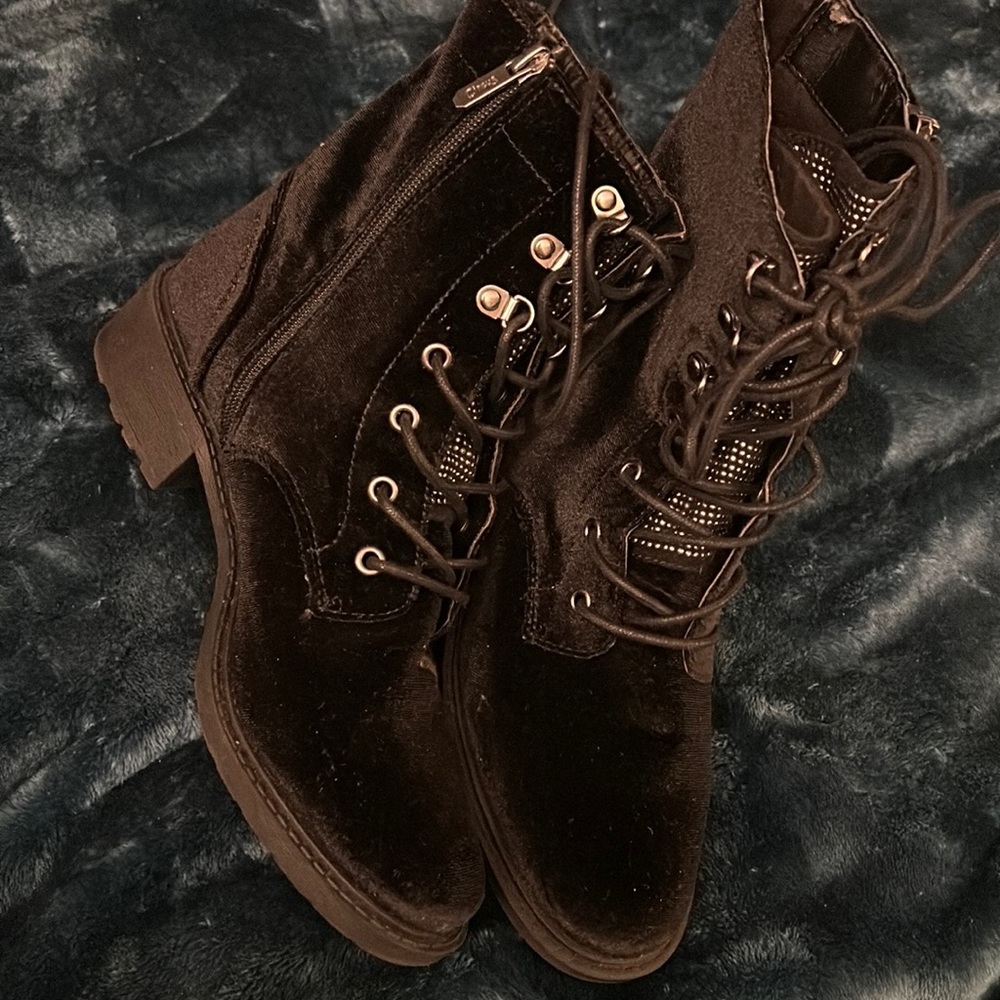 Circus by Sam Edelman velvet combat style boot with bling tongue.  Worn twice!
